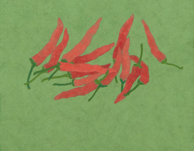 CHUNG Shun-Wen, Daily Collection-Thin Chili Peppers, Nihonga, 22×22.7cm, 2015