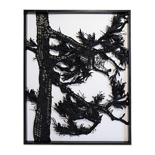 紙線素描 - 松影No.4，2020，防水紙線、木框，40x31 cm