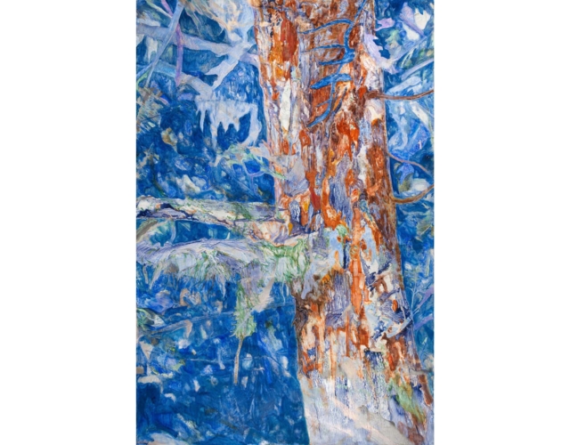 短葉紅豆杉 3 Pacific Yew Tree#3  2020-21
壓克力顏料、油彩、合成色粉、天然色粉（鈷氧化物、錫氧化物、青金石、
綠土、赭石）、畫布 
Acrylic, Oil, Synthetic pigments and Natural pigments (Oxide of Cobalt and 
Tin, Lapis Lazuli, Natural Green Earth, Natural Ochre) on canvas  100 x 150 cm