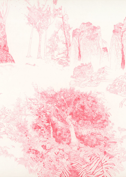 Kao Ya-Ting , Landscape Red , 2020, carbon paper ink, French watercolor paper, 78.5 x 109 cm
